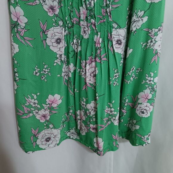 Torrid Sleeveless Sz 2x Green Floral Top Pintuck Pleat Front Button Closure - Picture 8 of 10